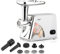 Tritacarne Elettrico, WingFly 3 in 1 Tritacarne in Acciaio Inossidabile con 3 Piastre di Macinazione, Attacco per Salsiccia e Kubbe,Tritacarne per Carne Potente Motore da 2500 W