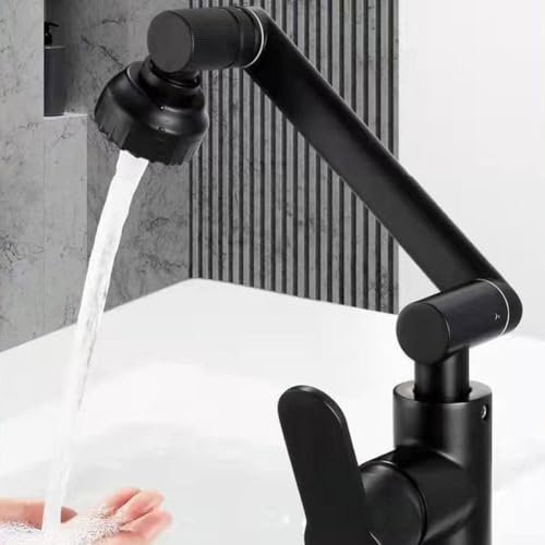 Robinet d'évier en acier inoxydable, robinet mélangeur d'eau chaude et froide pivotant à 1080 degrés, robinet d'extension multifonction rotatif de cuisine (noir)