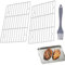 2Pcs Small Cooling Rack and 1Pc Oil Brush, Mini Stainless Steel Wire Grill Rack for Baking Roasting Cake Pizza Meat(Colour:Silver)