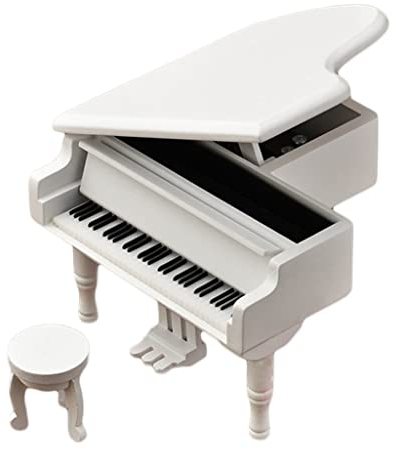 ASHSDI Spieluhr Musikbox, Piano Music Box mit Hocker hölzerner Musikkästen-Geschenk for Weihnachten/Geburtstag/Valentinstag Musikspieluhr Spieldose (Color : White, Size : Castle in The Sky)