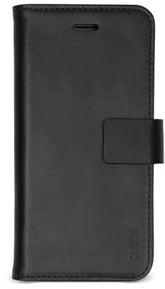 SBS custodia a libro book per iPhone 12 Mini, in vera pelle, funzione stand, chiusura magnetica, nero