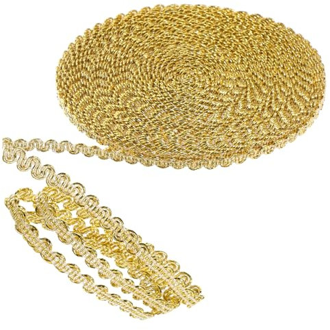 Operitacx Oro Cinta Trenzada dorada Para Manualidades Paquete De 10m Lazo Navidad Regalo Color Dorado Con Ribete Estrecho Dpasamaneria Para DecoracióN Del Hogar, Scrapbooks, Bodas, Envolver Regalos