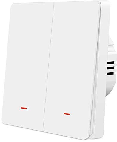 Light switch (interruptor de luz inteligente, interruptor de luz xenón WiFi de 2 marchas, funciona con Alexa, asistente de casa, mando a distancia y programación, se requiere cable neutro, no requiere