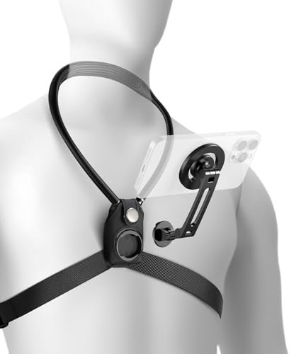 NEEWER Magnetic Neck Holder for Action, Hands Free Neck Mount with Chest Strap Compatible with GoPro DJI Insta360, Neck Holder for POV Vlog Video Recording, GP26
