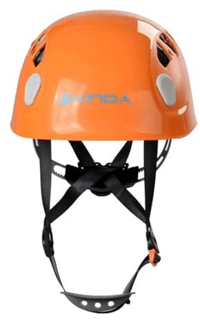 Rock Climbing Helmet Construction Hardhat Protector with Chin Strap Hard Hat Caving Helmet for Adults Rappelling Tree Work, Orange