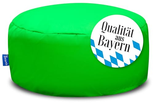 Bruni Pouf Sitzhocker M in Grün – runder Sitzpouf, Indoor und Outdoor als Fußhocker, Yoga-Sitzkissen, Meditationskissen geeignet, in Deutschland gefertigt