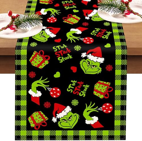 Lets Joy Weihnachten Tischläufer, 40 x 180cm Weihnachtsdeko Tischläufer, Weihnachten Tischdeko, Weihnachten Leinen Tischläufer, Saisonnal Küche Tisch Dekoration Drinnen und Draußen