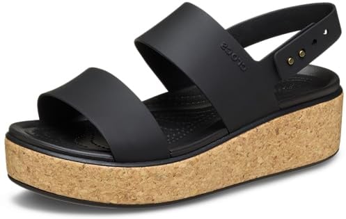 Crocs Brooklyn Cork Low Wedge, Sandali Donna, Nero, 38/39 EU