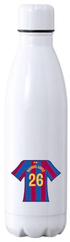 C&P Botella futbol personalizada, Botella de agua acero inoxidable térmica de doble Capa bebidas frías 24h y Calientes 12h, Capacidad 500 ml (Barcelona)