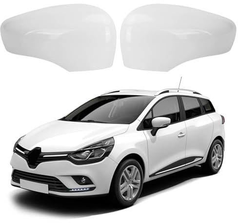 Capuchon de Rétroviseur Compatible avec Renault Clio 4 2012-2016, Capture First Generation J87 2013-2019, Retroviseur Exterieur Couvercle Capuchon Lateraux Compatible avec Zoe 2012-2024 - Blanc