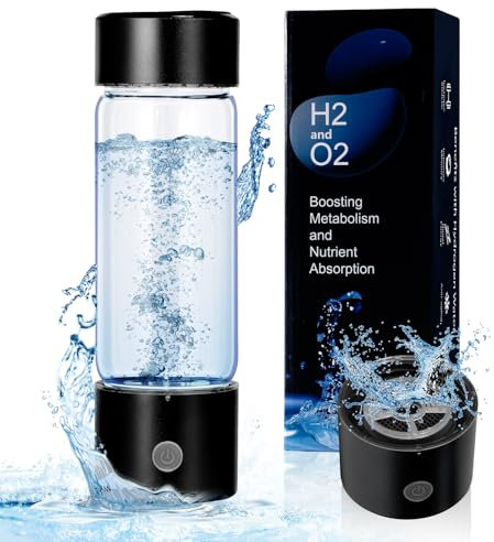 Hydrogen Water Bottle, Portable Rechargeable Hydrogen Water Bottle Generator, 3 Min Quick Electrolysis Hydrogen Rich Water Bottle 460ml for Travel Office Exercise Daily Drinking (Black)