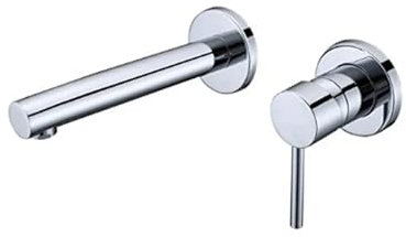 HGMAISON Wandarmatur mit gerader Öffnung, Kalt- und Warmwasser, Wandmontage, eingebetteter verdeckter Waschbeckenhahn, Einhebel-Monoblock-Küchenmischer