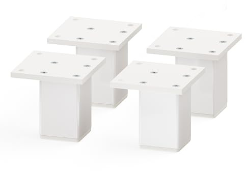 Sossai Aluminium Möbelfüße MFV2 als 4er Set aus Vierkant-Aluprofil: 38 x 38 mm, Farbe: Weiß, Höhe: 60mm, schicke und stabile Möbelbeine für Vitrine, Kommode, Nachttisch, Schrank