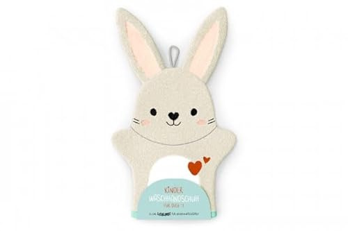 Rungassi Kinder Waschlappen Waschhandschuh Motiv: Hase Dino (Hase - Grau/Braun/Weiß - 3763821)