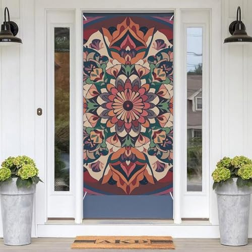 Vintage-Mandala-Türbanner, 178 x 89 cm, Türabdeckung, Frühlingshintergrund, Thema, Frühlingsparty-Abdeckung, Dekoration für Haustüren, Wand, Veranda, saisonale Heimdekoration