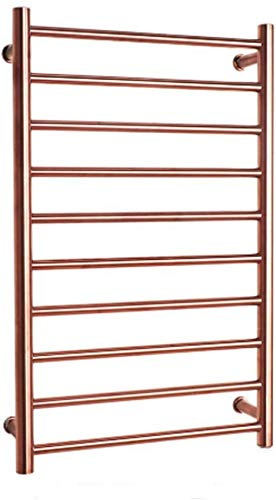 HADECOLL Wall-Mounted Electric Towel Radiator, Energy Saving Towel Warmer And Drying Towel Rack, 10 Bars, Small Stainless Steel Mirror Heated Towel Rack For Bathroom,Bbrose Gold