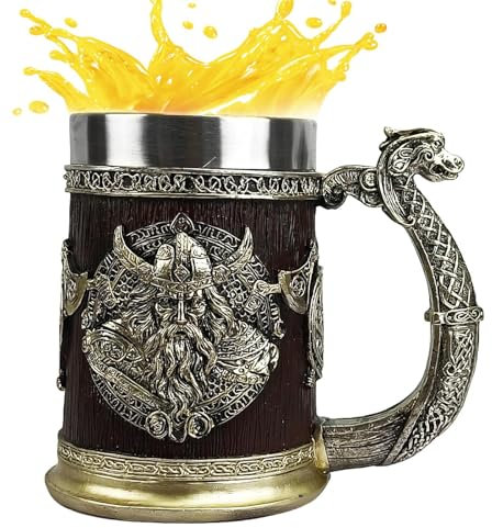 Chope À Bière Vikings – Chope En Acier Inoxydable 600 Ml Pour Homme, Tonneau De Whisky Antique | Tasse À Café Vikings, Décoration Nordique, Décoration De Fête, Verres Uniques Pour Amateurs De Bière, D