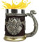 Wikings Bierkrug – Edelstahlkrug 600 ml für Herren, antikes Whiskyfass | Vikings Kaffeetasse, nordische Dekoration, Partydekoration, einzigartige Gläser für Bierliebhaber, D