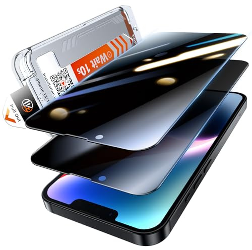 LK 2 Pack for iPhone 16e/iPhone 14/iPhone 13/13 Pro Privacy Screen Protector, Anti-Spy Tempered Glass Film, Auto Dust-Elimination Installation Tool, No Bubbles No Dust Anti-Scratch