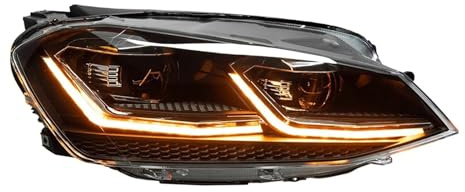 Scheinwerfer für Golf 7 MK7 2013–2021, Upgrade für Golf 7,5, Auto-Frontlichter, LED-Scheinwerferlinse, dynamischer Blinker, Montagezubehör (schwarz) (rotes Gewinde)