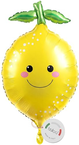 balloa Folienballon XXL Zitrone Smiley Gesicht, Helium Ballon Kinderparty Deko, Luftballon Geburtstag für Lemon Party, Kindergeburtstag, Geschenk zum Kinderfest, Partydeko Zitronenballon, 67cm