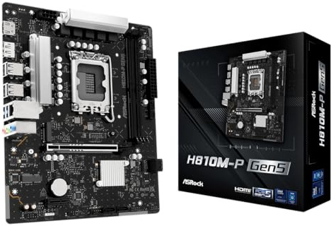 ASRock H810M-P Gen5 Motherboard, Micro ATX, LGA1851 Socket, DDR5, PCIe 5.0, Intel Core Ultra Series 2