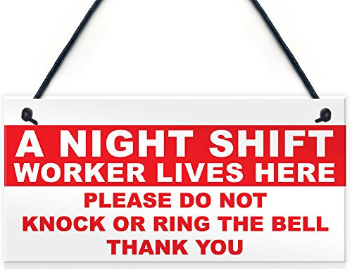 Red Ocean Night Shift Worker Do Not Disturb Hanging Plaque Novelty Keep Quiet Door Sign