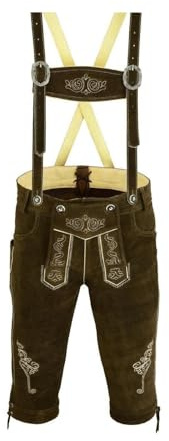 Speed4allkinds Herren Trachten Lederhose mit Träger Trachten Lederhose Hosenträger,Echtes Leder Herren Kurz Oder Lang Kniebund Bayerische Traditionelle Echt Lederhose Oktoberfest (Gr.46-60)