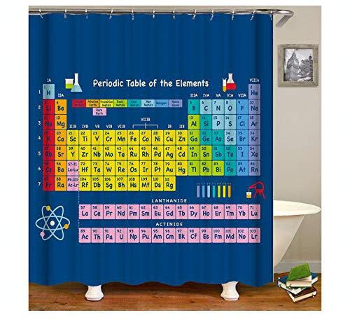 AMDXD Tenda Doccia Tavola Periodica degli Elementi Tende Bagno Colorato Tenda Bagno 180x180CM