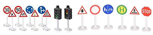 Siku 5597, Ampeln mit Verkehrsschildern, Kunststoff, Multicolor, Vielseitig einsetzbar & 0857 - Verkehrszeichen
