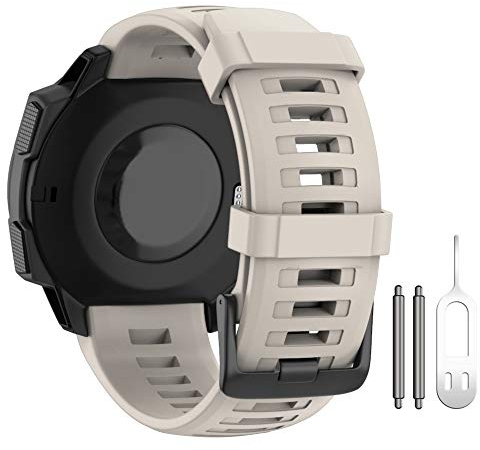 ANBEST Armbändern Kompatibel mit Garmin Instinct/Instinct 2 Armband, Weiches Silikon Uhrenarmband Sport Ersatzarmband für Garmin Instinct, Tundra Weiß