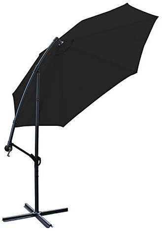 Aquariss 3m Patio Parasol Cantilever Hanging Garden Beach Banana Umbrella UV protection - Black