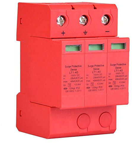 Fafeicy IP20 3P 40ka DC Überspannungsschutz Ableitvorrichtung für Blitzschutz Feuerfestes, DIN 35mm Montage Methode, Modul Design mit Visueller Warnanzeigemodul, 3.0KV (3P40ka)