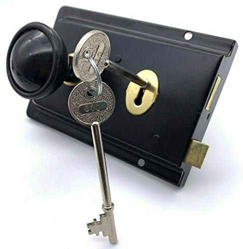 Rim Sashlock and Knob Set Black 6 Lock