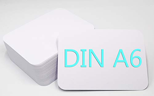 DIN A6 Postkarten Karteikarten Set Blanko zum Selbstgestalten Wahlweise mit Umschlägen und runden Ecken (weiss matt rund 350g/m², 100 Karten ohne Umschläge)