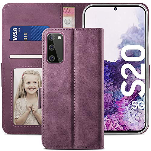 YATWIN Handyhülle Samsung Galaxy S20 Hülle, Klapphülle Samsung Galaxy S20 Premium Leder Brieftasche Schutzhülle [Kartenfach] [Magnet] [Stand] Handytasche Case für Samsung Galaxy S20, Weinrot