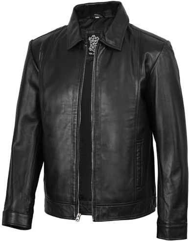 fjackets Chaqueta de cuero marrón para hombre, chaquetas de piel auténtica para hombre, chaqueta de cuero estilo moto para hombre, XXL