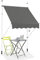 RELAX4LIFE Klemmmarkise 150 cm breit, Markise Balkon ohne Bohren, Höhenverstellbare Balkonmarkise mit Handkurbel, Sonnenschutz für Terrasse Balkon Veranda (150x175cm, Grau)
