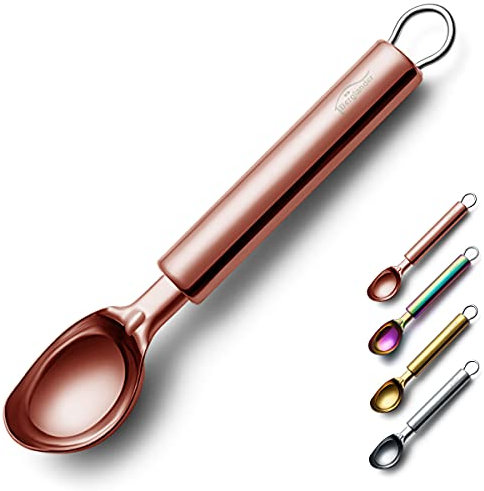 Berglander Cuillère à crème glacée en or rose, cônes de cuillère à boule de melon plaqué cuivre titane, outils et gadgets spécialisés, cuillère à crème glacée lavable au lave-vaisselle