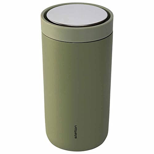 Stelton To-Go Click - Thermobecher, doppelwandige Isolierflasche - Rostfreier, auslaufsicherer Kaffeebecher/Teebecher mit Smart-Click-Deckel - Heiße & kalte Getränke - 0,2 Liter, Weich Army