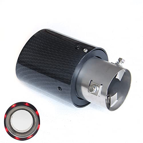 iSpchen Auspuffblende Auspuff Endrohr Kohlefaser Endrohrblende Auspuffblenden Endrohr Schalldämpfer Auspuffendrohr mit LED-Licht für 55mm Durchmesser Auspuffrohr