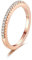 925 Sterling Silver 2MM Thin Rose Gold CZ Simulated Diamond Cubic Zirconia Ring Eternity Band Midi Knuckle Finger Engagement Wedding Band Stackable Rings For Her Size 50