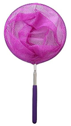 Kids Extendable Telescopic Fishing Mesh Net with Anti Slip Grip for Catching Butterfly Bug Insect Fish Crab| Outdoor Activity Toy for Garden Pond Beach Holiday Summer| Extendable to 84cm (Purple)