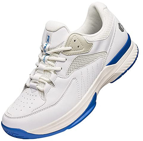 FitVille Womens Tennis Shoes Wide Fit Squash Badminton Shoe Non Slip Sports Trainers Sneakers for Tennis Volleyball, White, 8.5 UK Wide