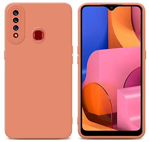 Cadorabo Hülle kompatibel mit Samsung Galaxy A20s Schutzhülle TPU Silikon Case Liquid Design mit Kameraschutz Slim Kratzfest Weiche Gummi mit Rundumschutz Case Hülle für Galaxy A20s in Orange