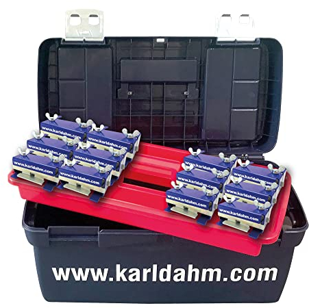 Karl Dahm Hebevorrichtung für grosse Wandfliesen - Liftfix Pro 12 Stück I Höhenregler Werkzeug für Fliesen I Kompakte Hebevorrichtung Set im praktischen Koffer I Auch bei Gefällen anwendbar – 12649