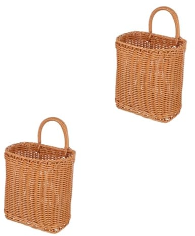COLLBATH 2pcs Indonesia Rattan Baskets Hanging Storage Baskets Flower Egg Storage Holder Decorative Vegetable Produce Holder