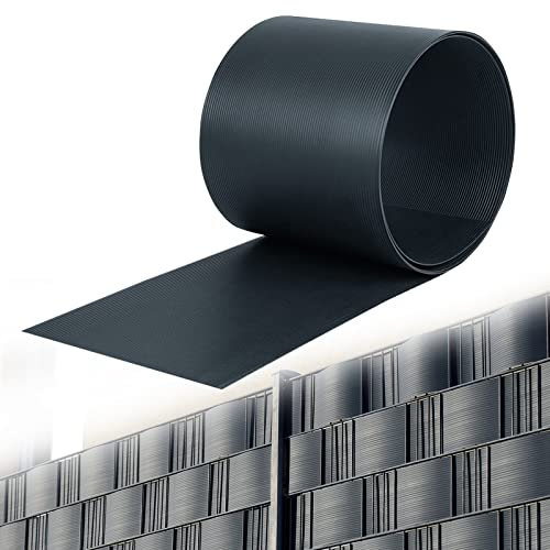 TRMLBE Sichtschutzstreifen für Doppelstabmatten 2,5m x 19cm Hart PVC Doppelstabmattenzaun Sichtschutz Zaun Blickdicht Windschutz UV-Schutz Gartenzaun, Anthrazit
