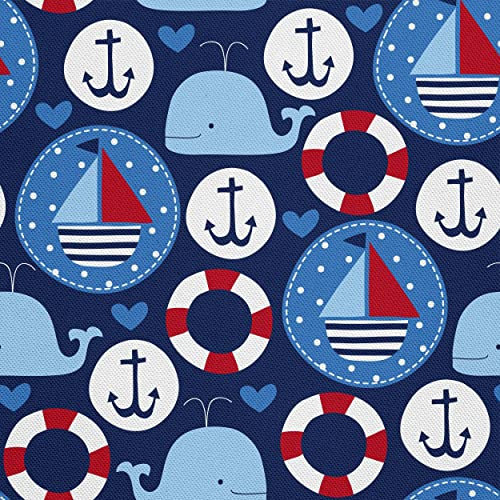 HEKO PANELS Oxford Wasserdichte Meterware Canvas-Stoff Polyester Zum Nähen Dekostoffe Wasserabweisend Blickdicht Segelboote Wale 5 Meter 155 x 500 cm