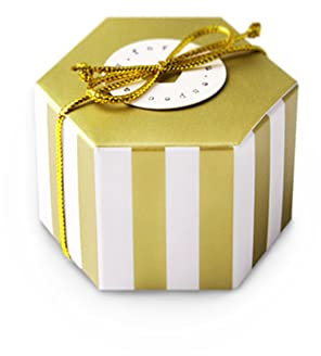 Wambere 10 Stück Klein Geschenkschachtel, Pralinenschachtel aus Papier,mit Goldseil und Tags, für Hochzeit Süßigkeiten Verpackung Geburtstagsfeier Weihnachtsfeier Geschenkboxen,Streifen